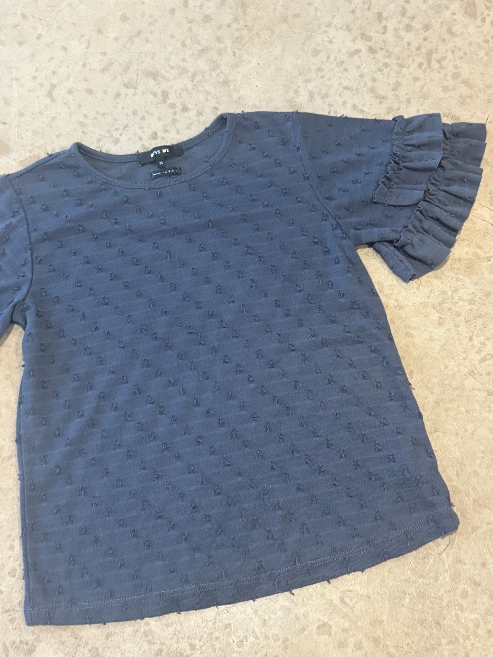 Miss Me Navy Textured Dot Crewneck Tee